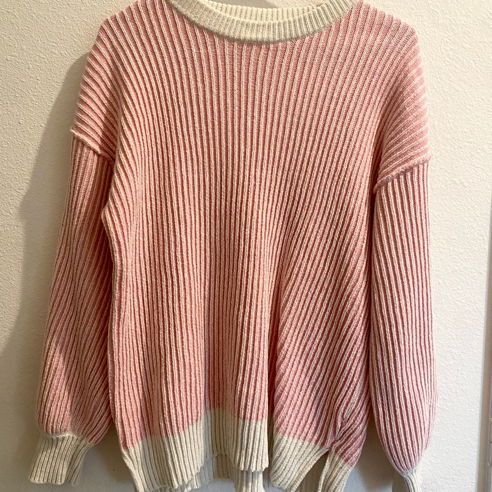 Pink and Cream Women's Sweater